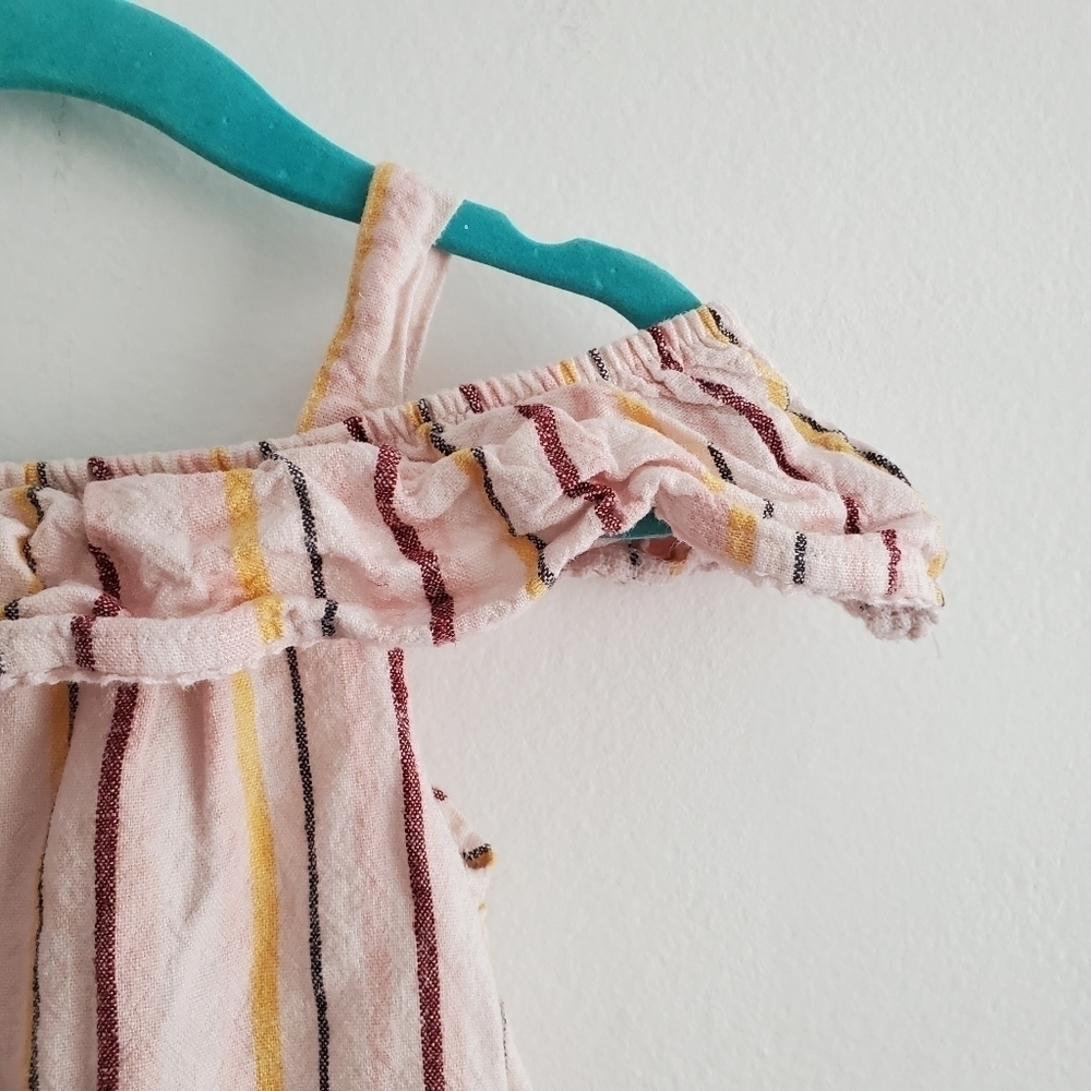 Carter's 18M Pink Striped Cold Shoulder Jumpsuit‎ Romper One Piece Boho - Picture 4 of 6